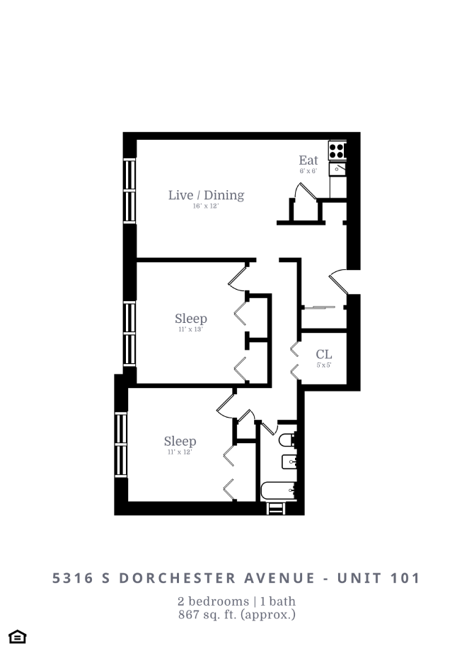 2 Bed | 1 Bath (C1)