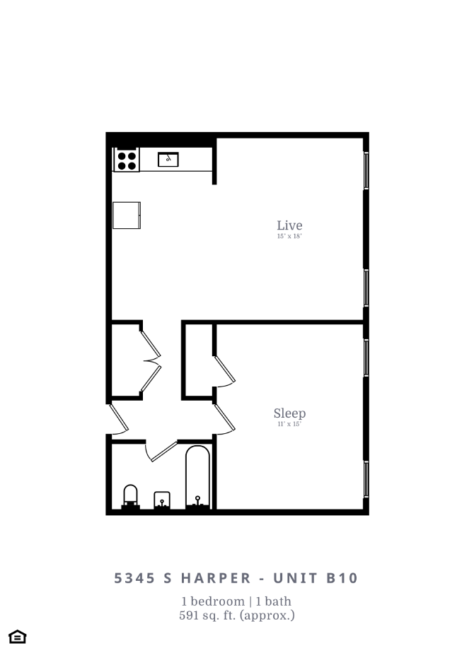 1 Bedroom, 1 Bathroom (B10)
