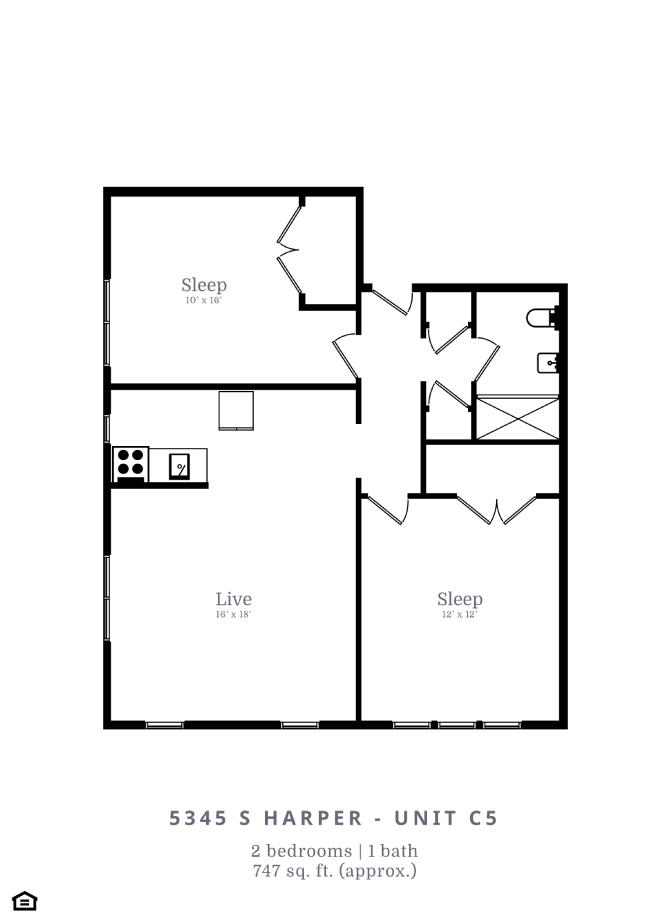 2 Bedroom, 1 Bathroom (C5)