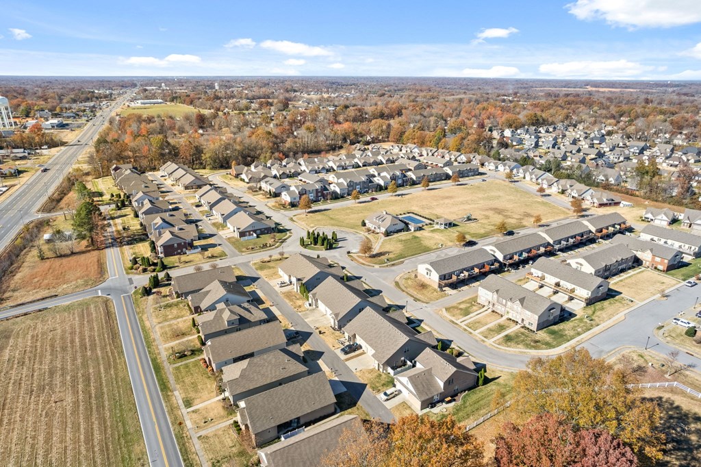 a aerial view of a neighborhood of houses in a suburban area