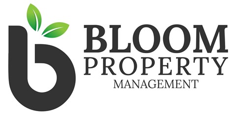 A logo for Bloom Property Management with a green leaf on the letter 'b'.