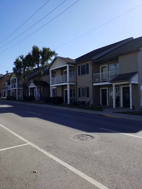 a row of houses on the side of a street