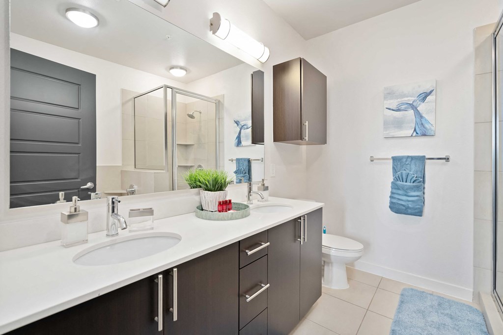 a bathroom with a sink and a toilet and a mirror