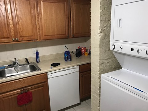 a kitchen with a sink and a dishwasher and a washing machine
