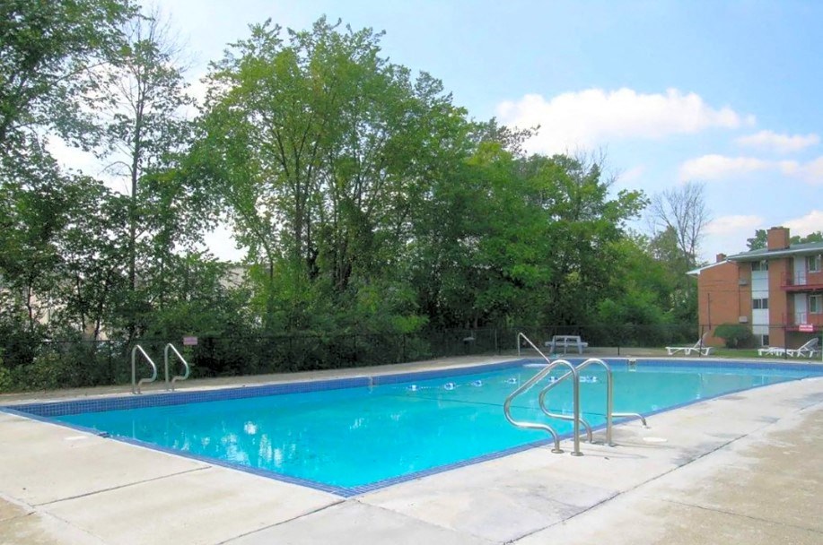 the swimming pool at the apartments for rent