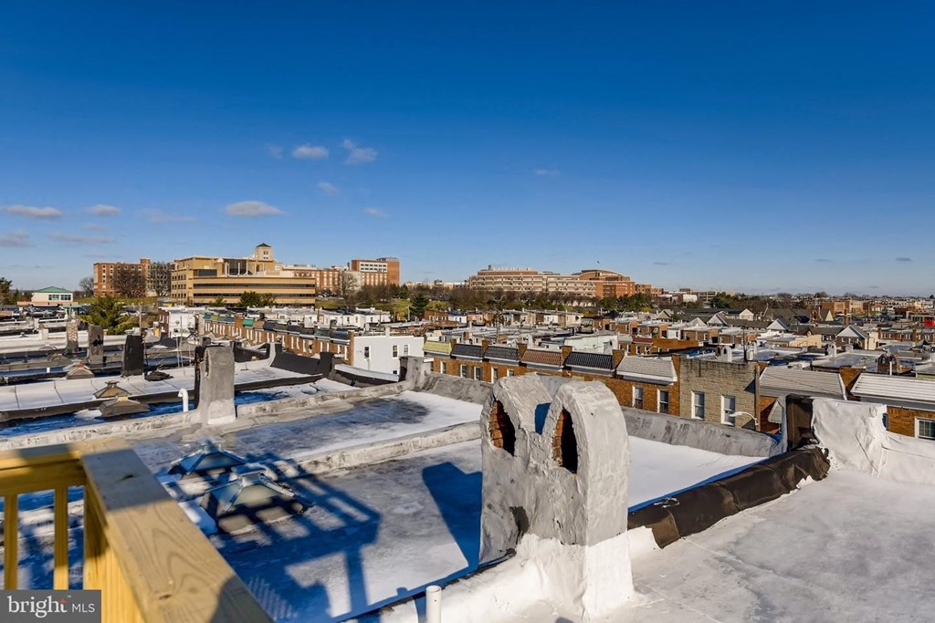 a view of the city from the roof of a building