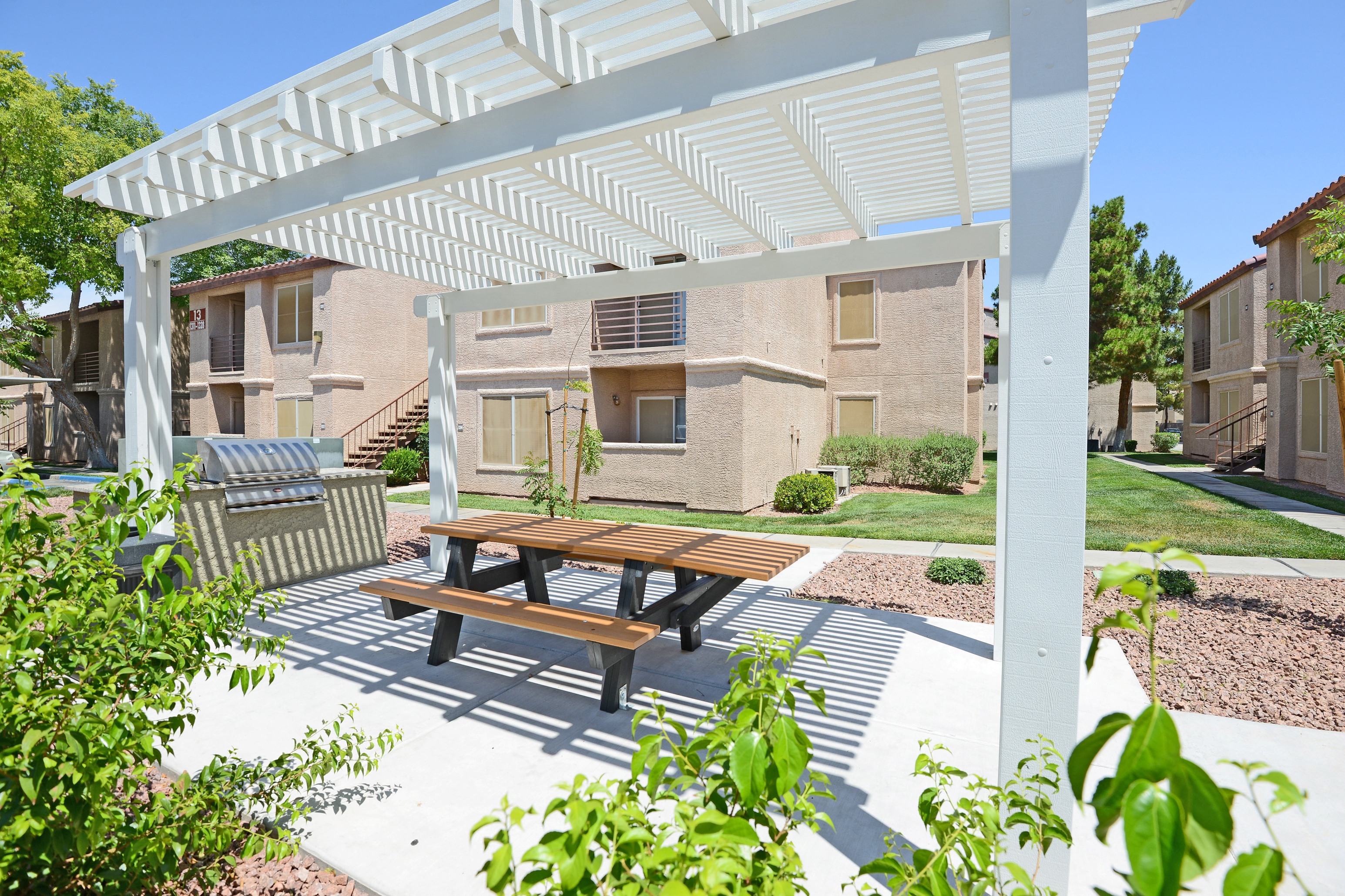 our apartments offer a patio with a picnic table