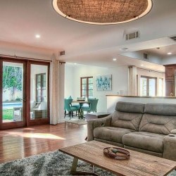 a living room with a couch and a coffee table