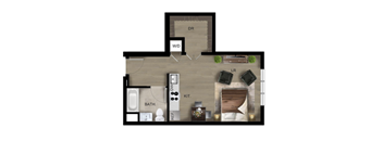 Studio, 1 Bathroom