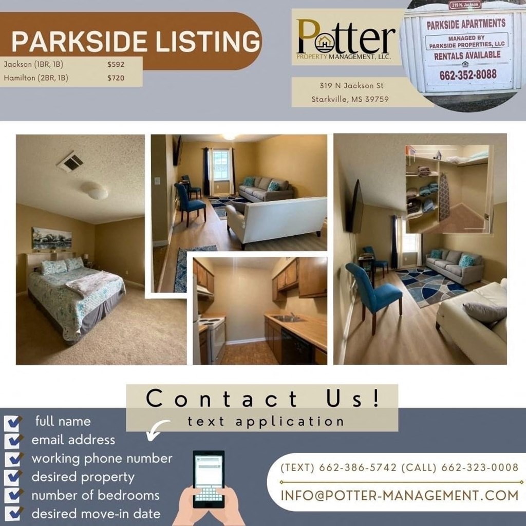 a real estate postcard with pictures of apartments for rent and contact us