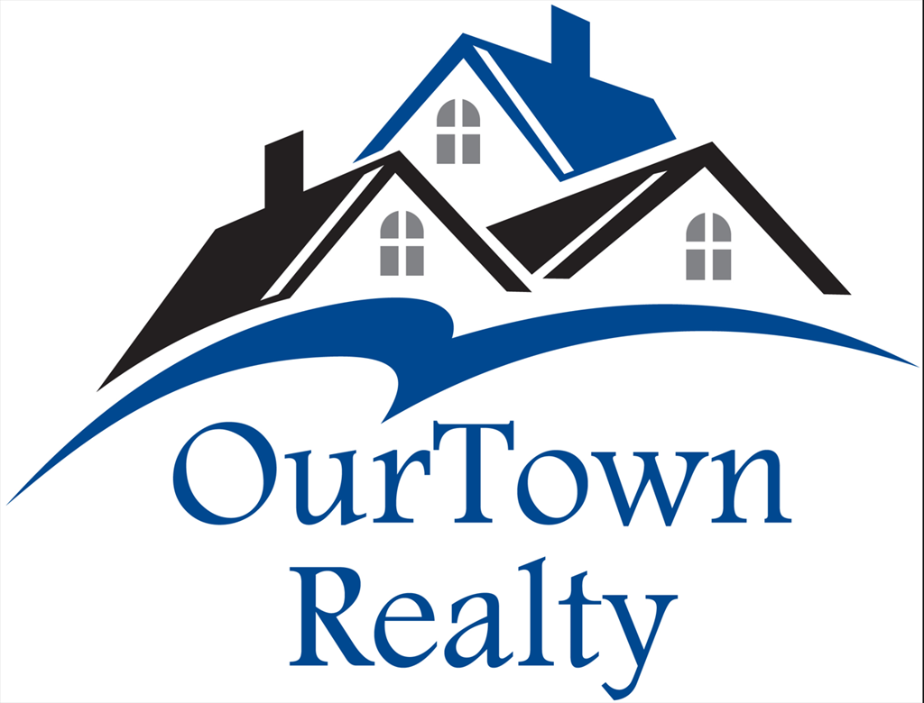 A logo for OurTown Realty featuring a stylized house.