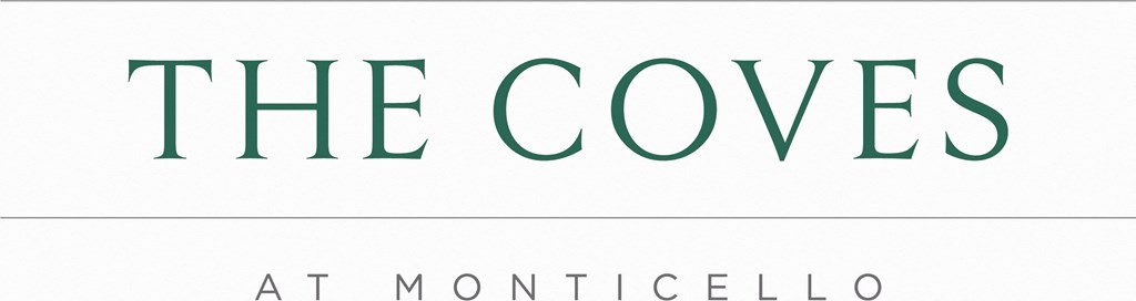 The green text on a white background reads "The Cove at Monticello.".