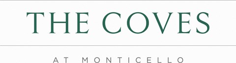 The green text on a white background reads "The Cove at Monticello.".