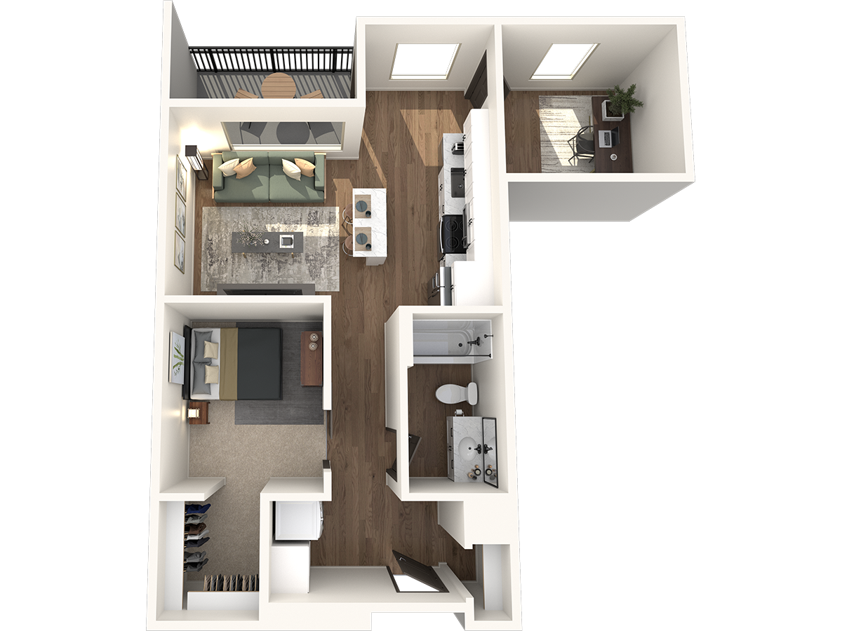 Studio 1 bathroom F1 Floor Plan at The Crossings at Windsong, Arizona, 86314