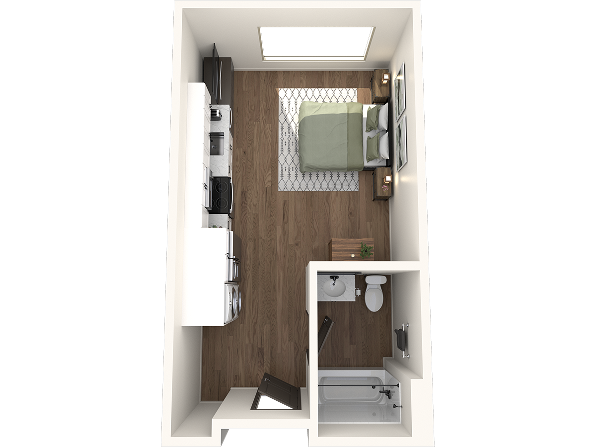 Studio 1 bathroom F2 Floor Plan at The Crossings at Windsong, Prescott Valley, AZ, 86314