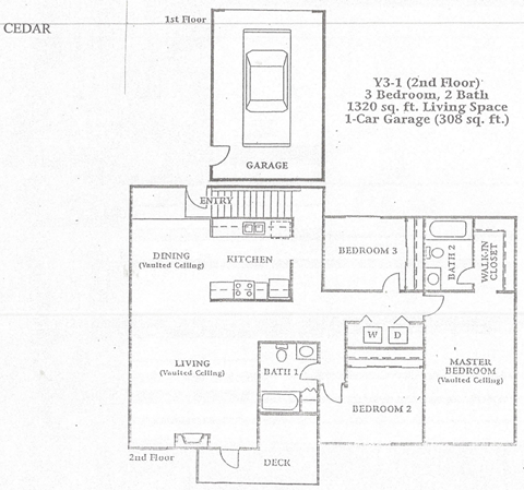 Cedar Floorplan 3BD/2BTH