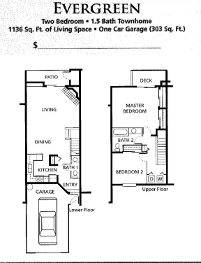 Evergreen Floorplan 2BD/2BTH