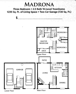 Madrona Floorplan 3BD/2.5BTH