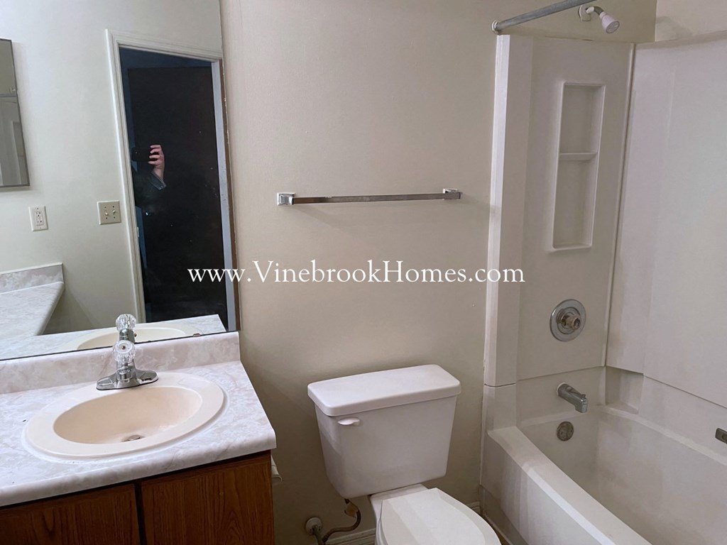 a bathroom with a toilet and a sink and a bath tub