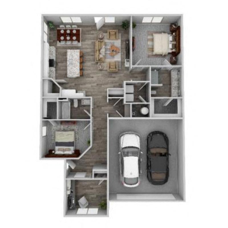 2 bedroom, 2 bathroom C3 floor plan
