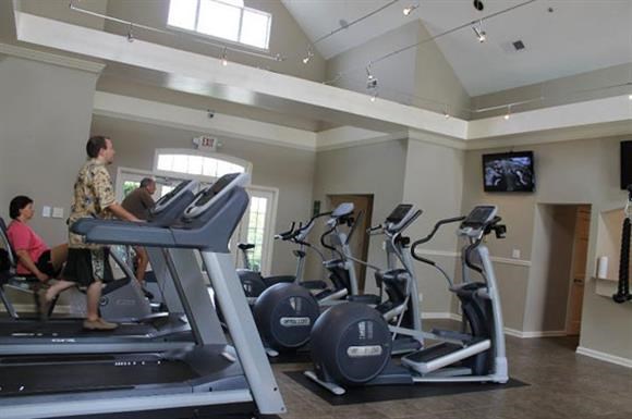 a group of people walking on a treadmill in a gym