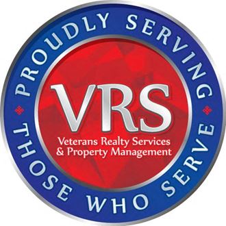 a blue and red vvs logo with veterans really services and property management