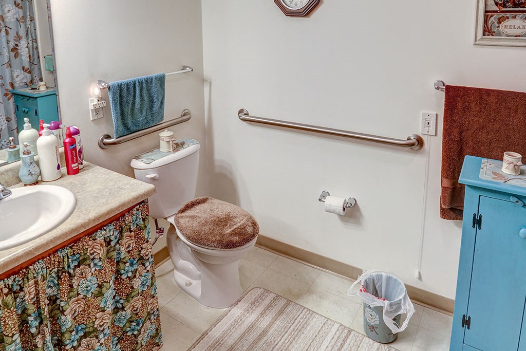 a bathroom with a toilet and a sink