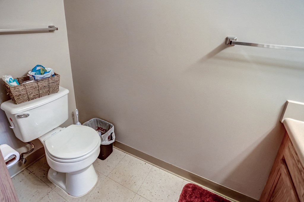 the bathroom is clean and ready for us to use