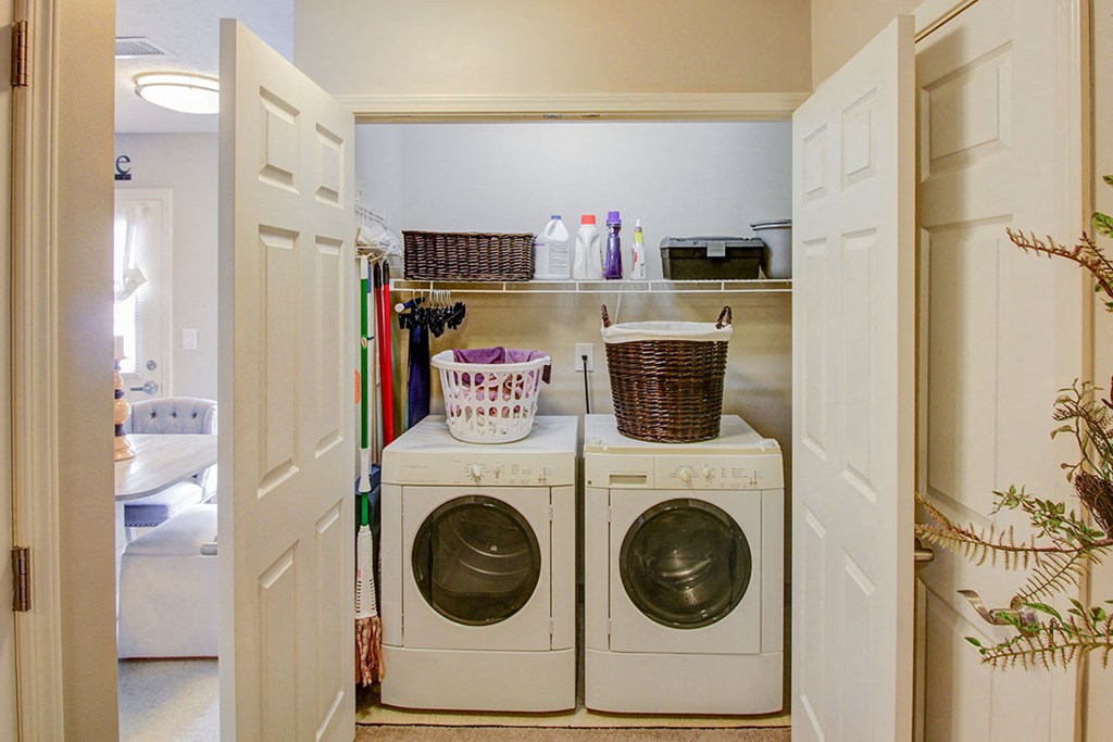 a washer and dryer in a laundry room