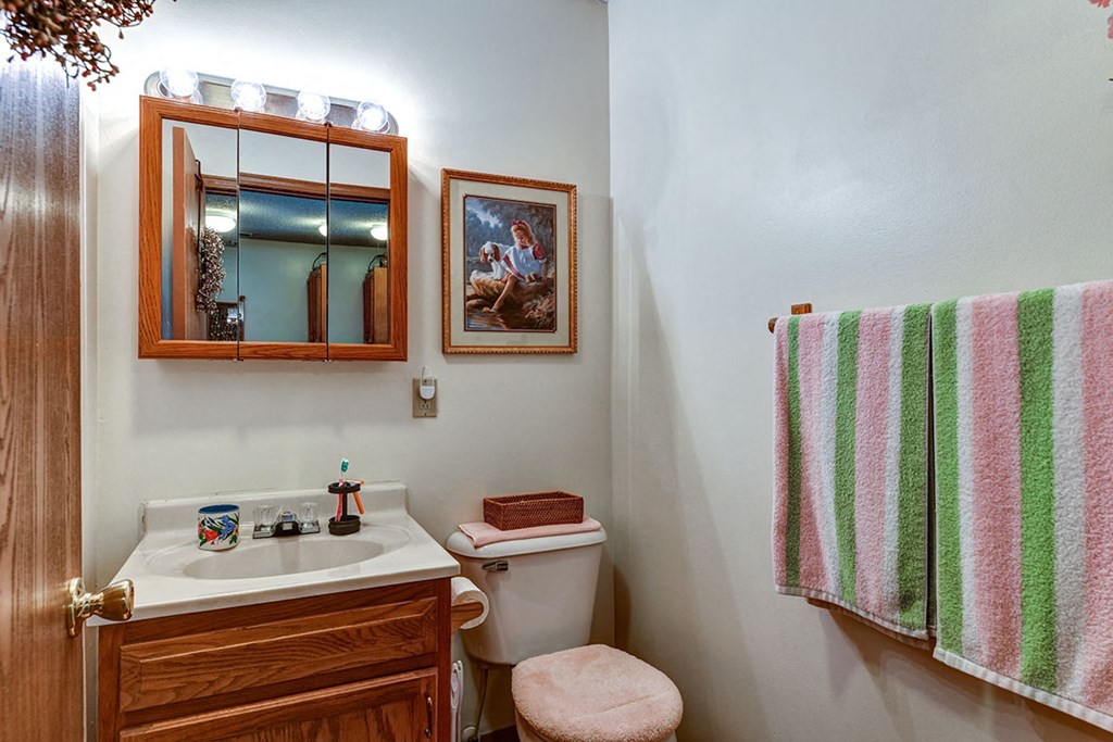 a bathroom with a toilet sink and a mirror