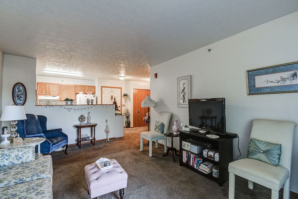 a living room with furniture and a television
