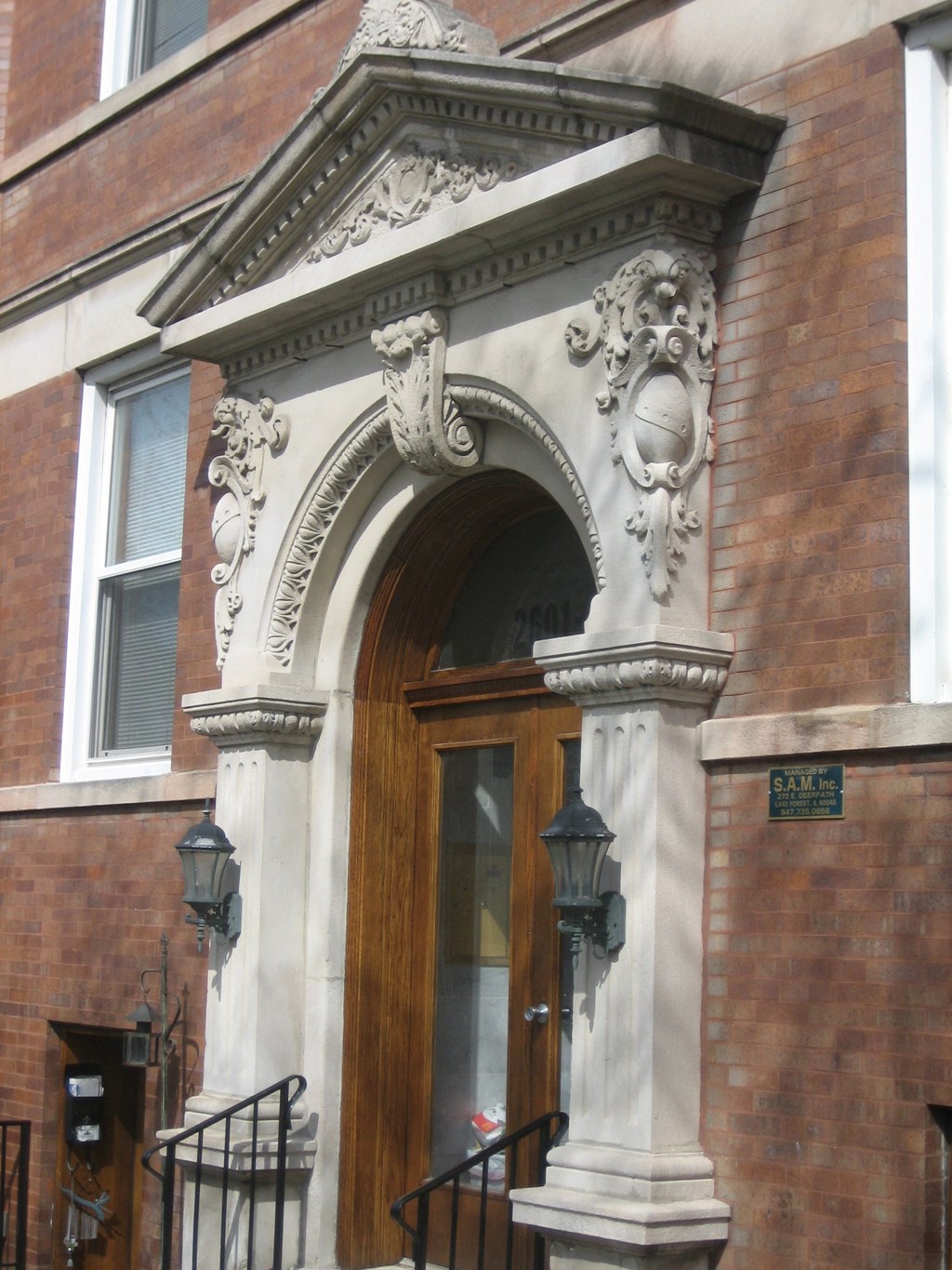 the front door of the building