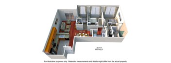 Merlot-3d Floor Plan at The Reserve at Warner Center, Woodland Hills, CA