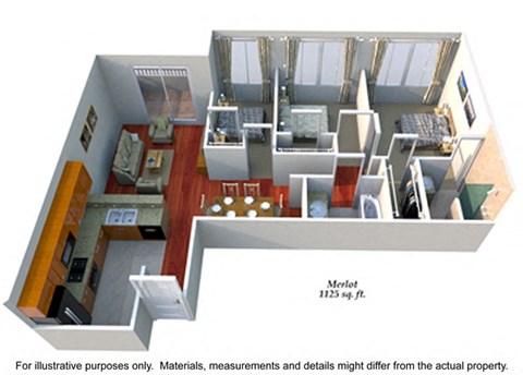 Merlot-3d Floor Plan at The Reserve at Warner Center, Woodland Hills, CA