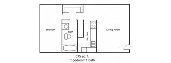 1 Bedroom, 1 Bathroom: Separated Kitchen