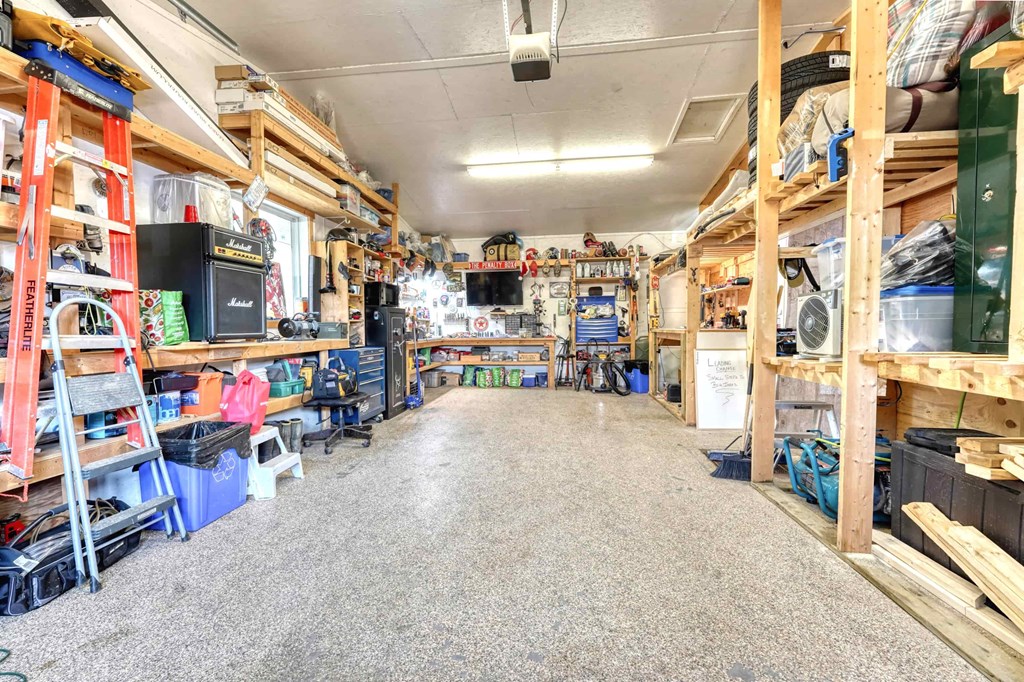 the shop is full of woodworking supplies and tools