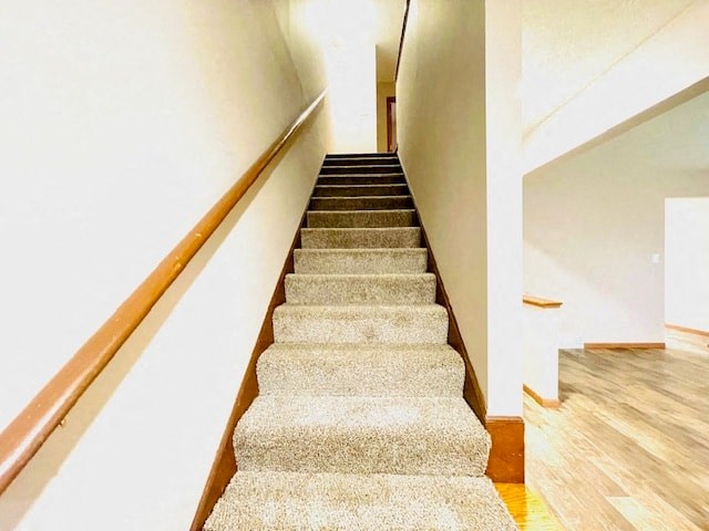 a set of stairs with a carpeted