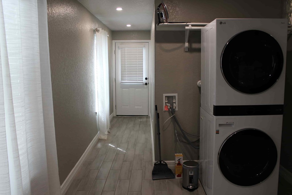 a washer and dryer in a laundry room