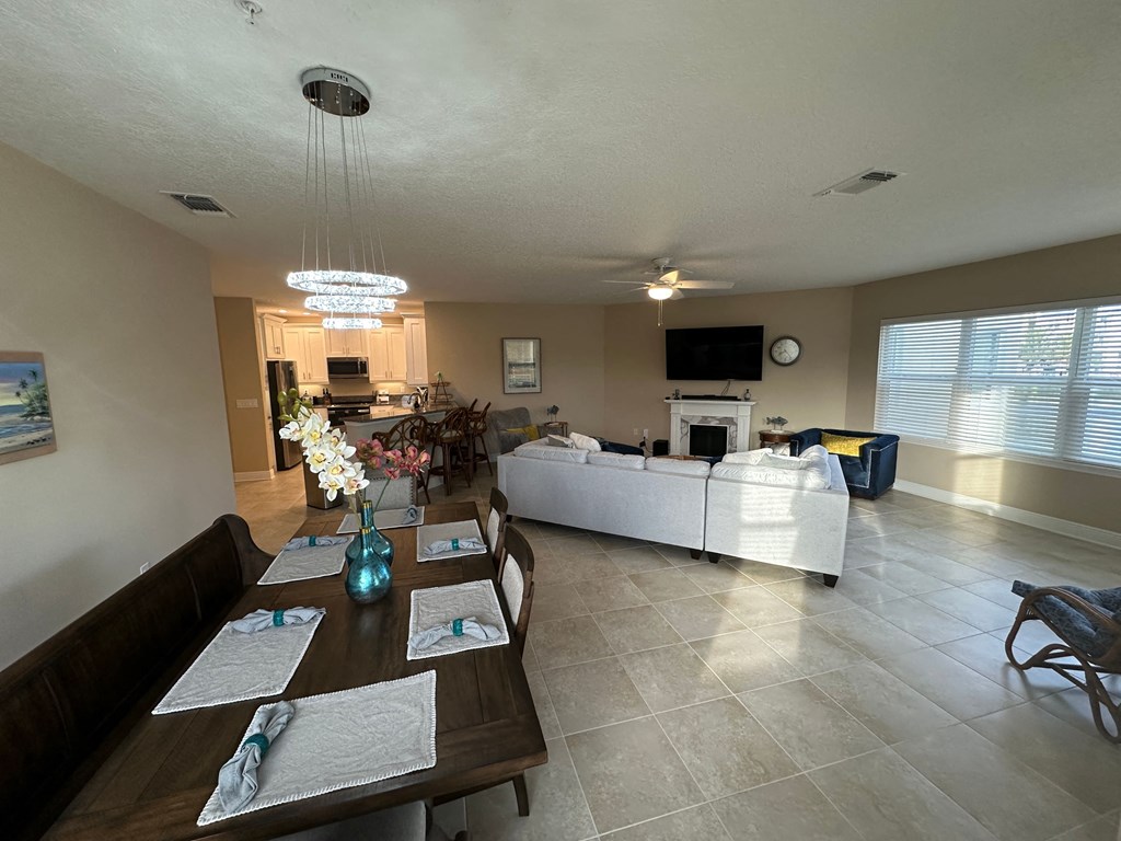 a view of the living room and dining room from the kitchen