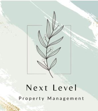 A poster with a plant illustration and the words "Next Level Property Management".