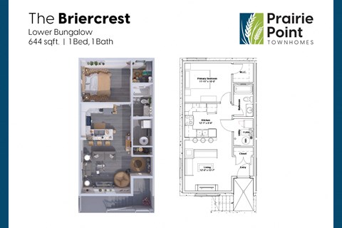 a floor plan of lower bungalow in prairie point
