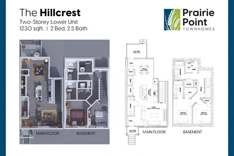 a floor plan of two story lower unit at prairie point