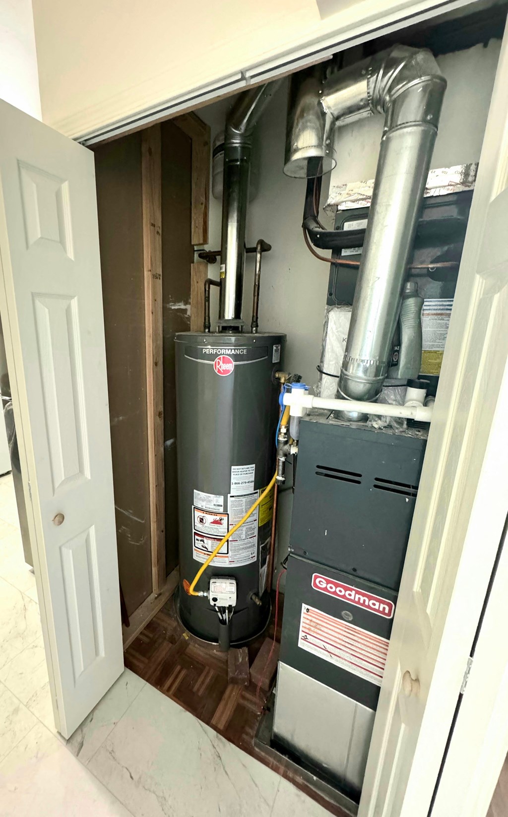the new gas furnace is installed in the closet
