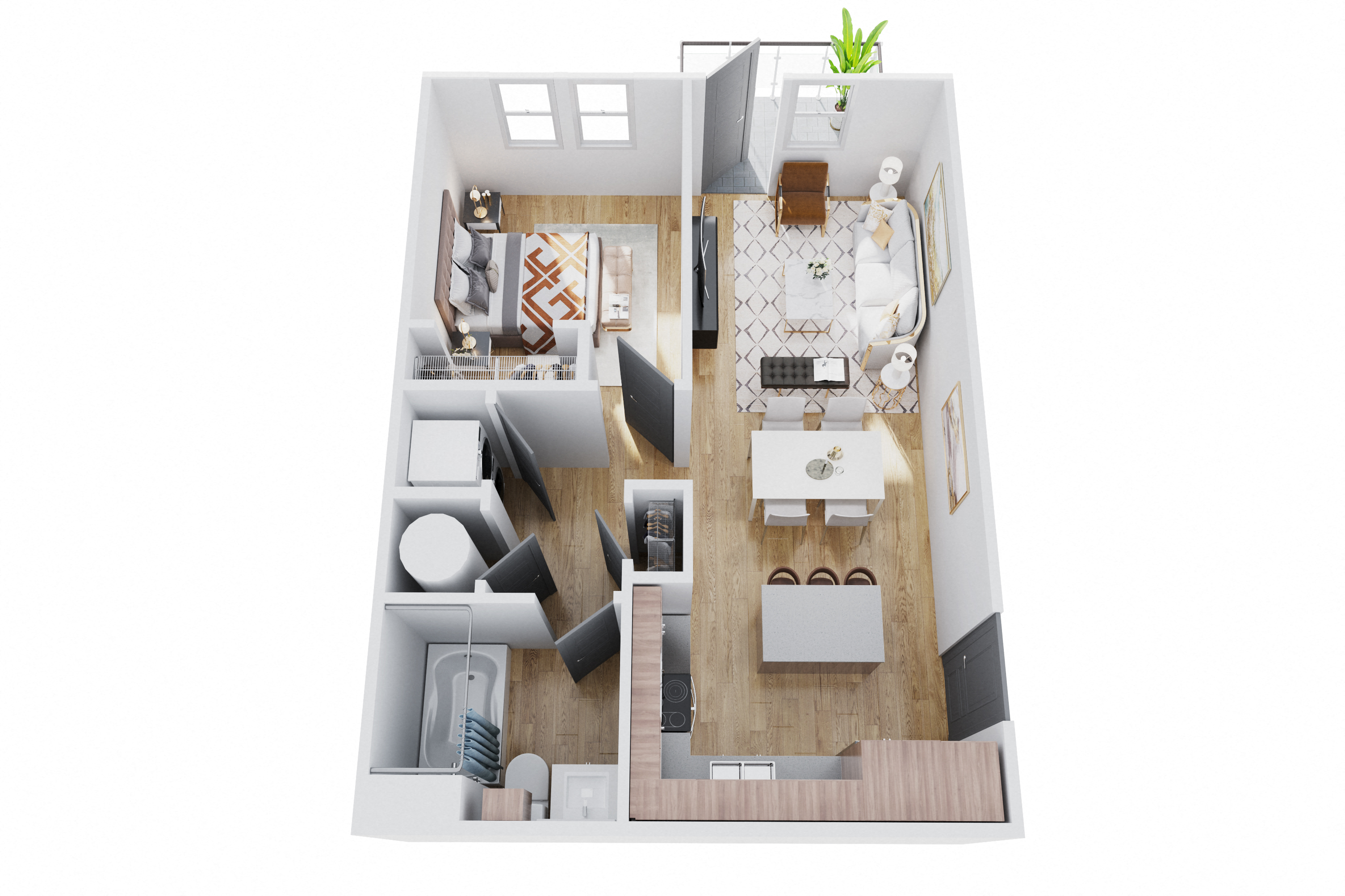 A1 - 1 Bed, 1 Bath Floor Plan