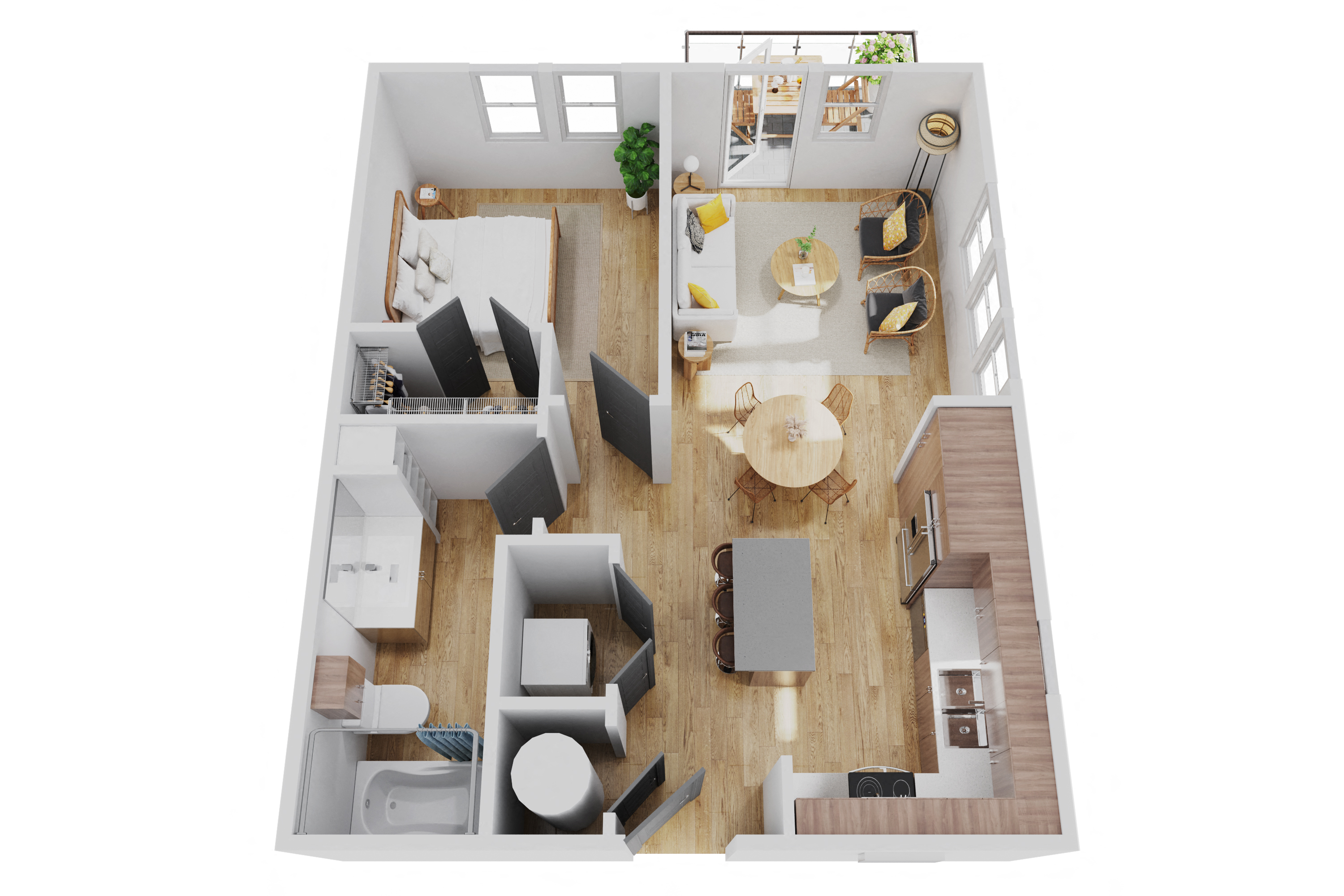 A2 - 1 Bed, 1 Bath Floor Plan
