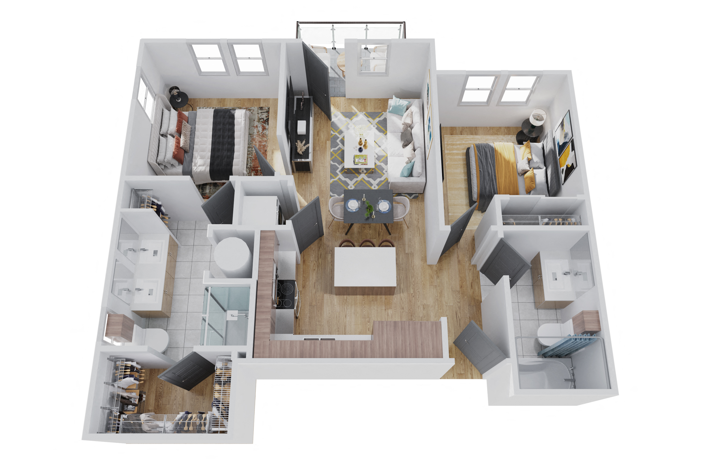 B1 - 2 Bed, 2 Bath Floor Plan