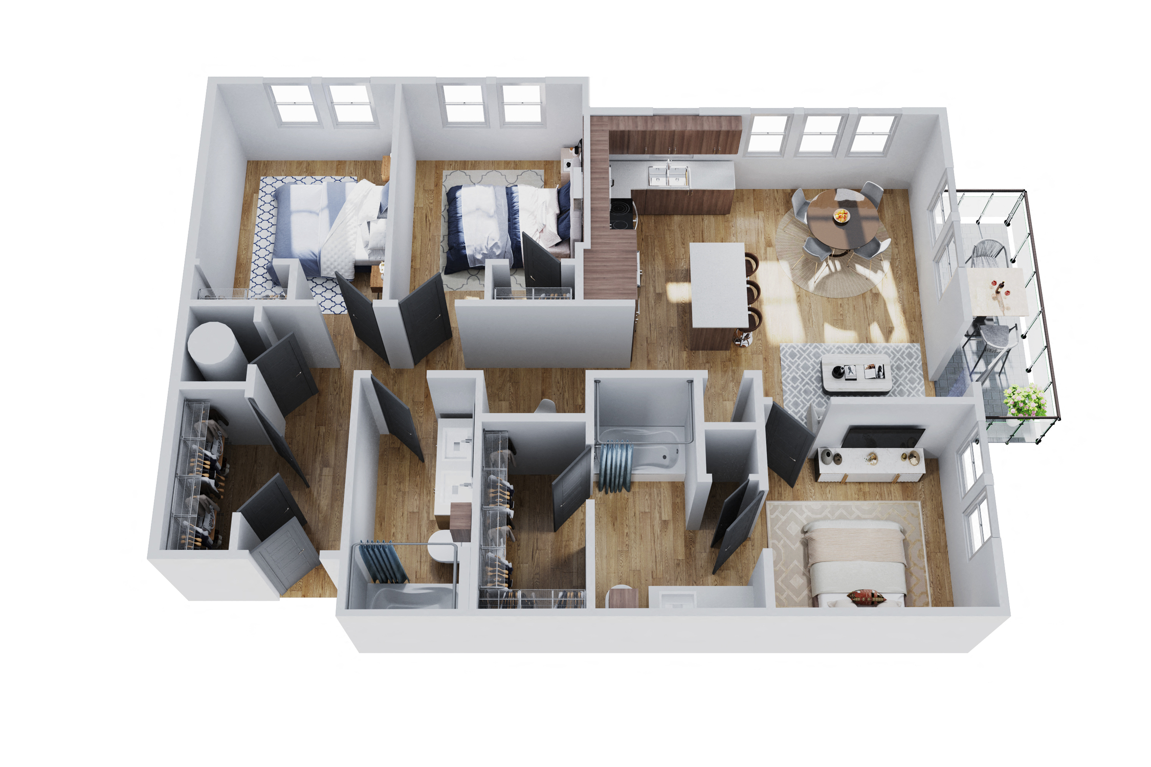 C1 - 3 Bed, 2 Bath Floor Plan