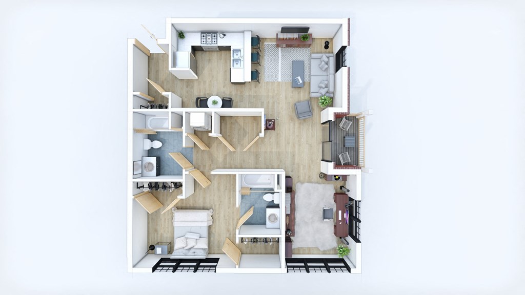 a floor plan of a house with a bedroom and a living room