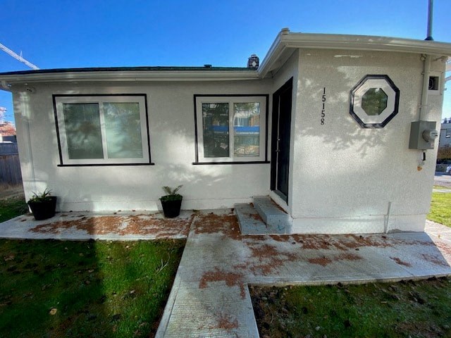 a white house with the front door open