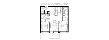 Unit 2C - 2 Bedroooms 2 Bathrooms